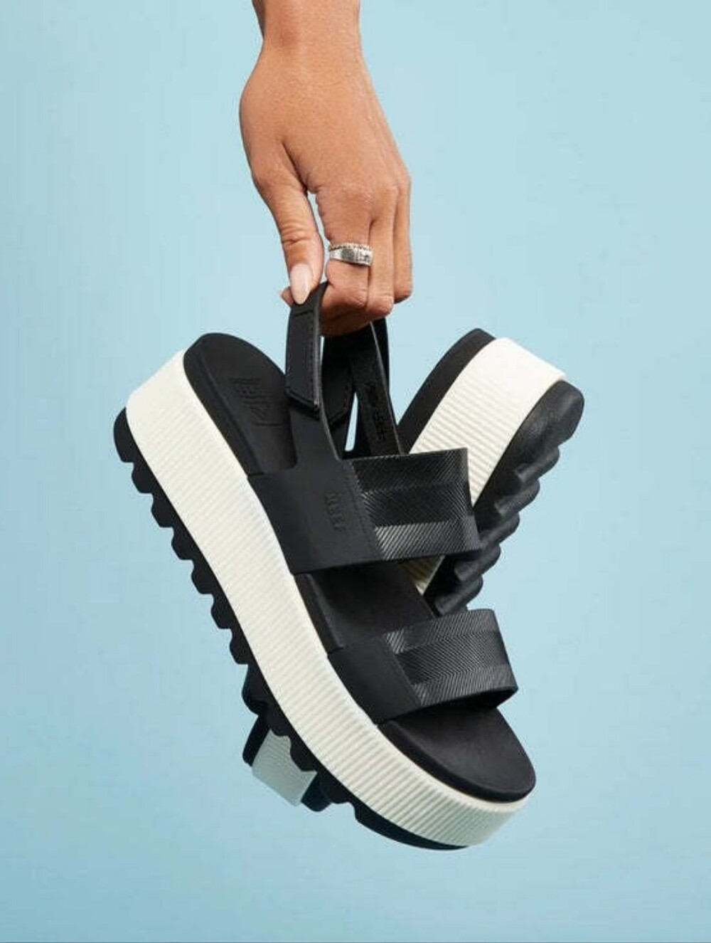 NEW Reef Women's Water Vista Higher Platform Sandals Black Size 10